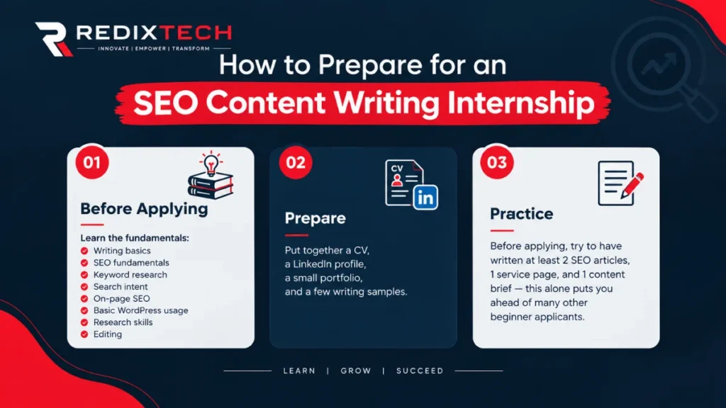 How to prepare for a content writing internship