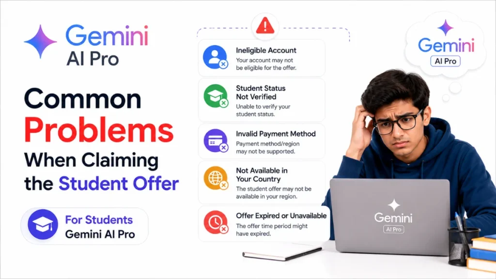 Common problems students may face when claiming the Gemini AI Pro student offer