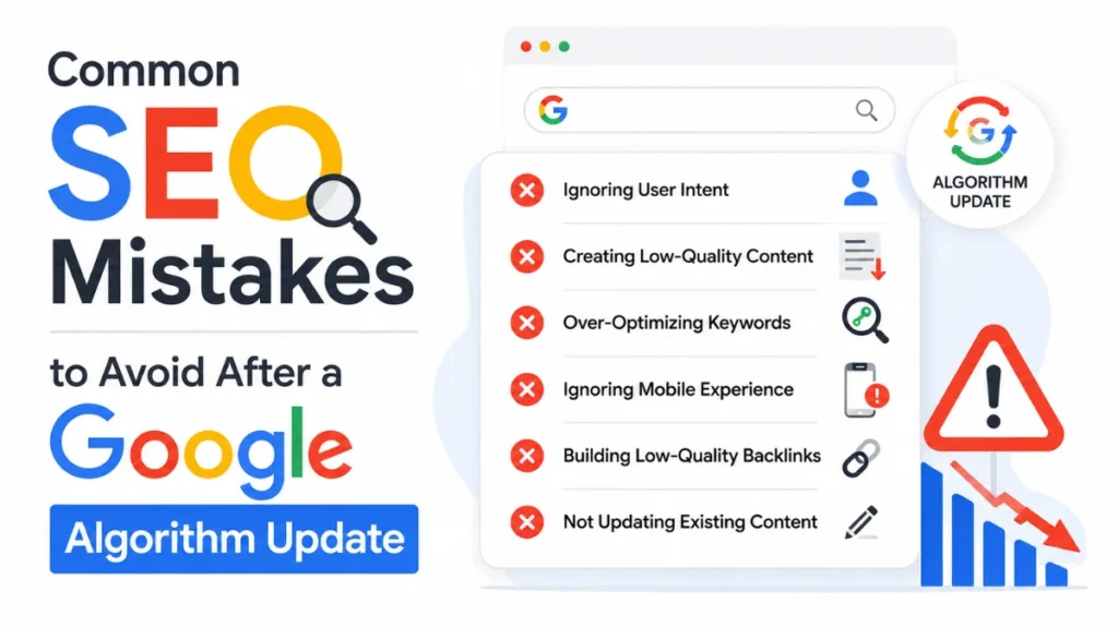 Common SEO mistakes to avoid after a Google algorithm update to protect website rankings
