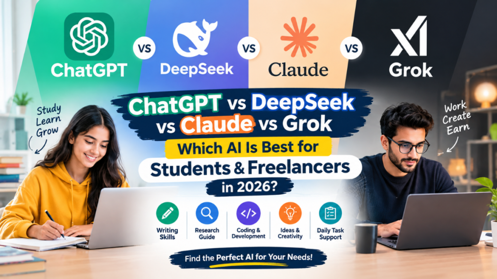 ChatGPT vs DeepSeek vs Claude vs Grok for students and freelancers